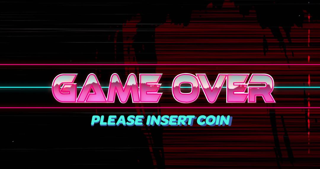 Retro Game Over Screen with Glitch Effect