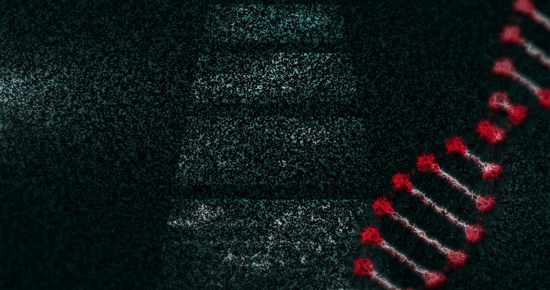 Futuristic Red Glowing DNA Helix in Digital Abstract Space