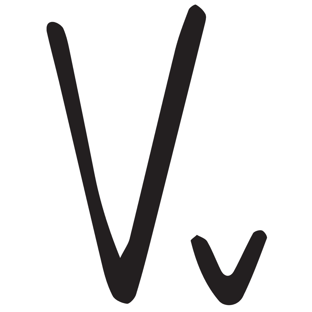 Bold Handwritten Letter V with Transparent Background