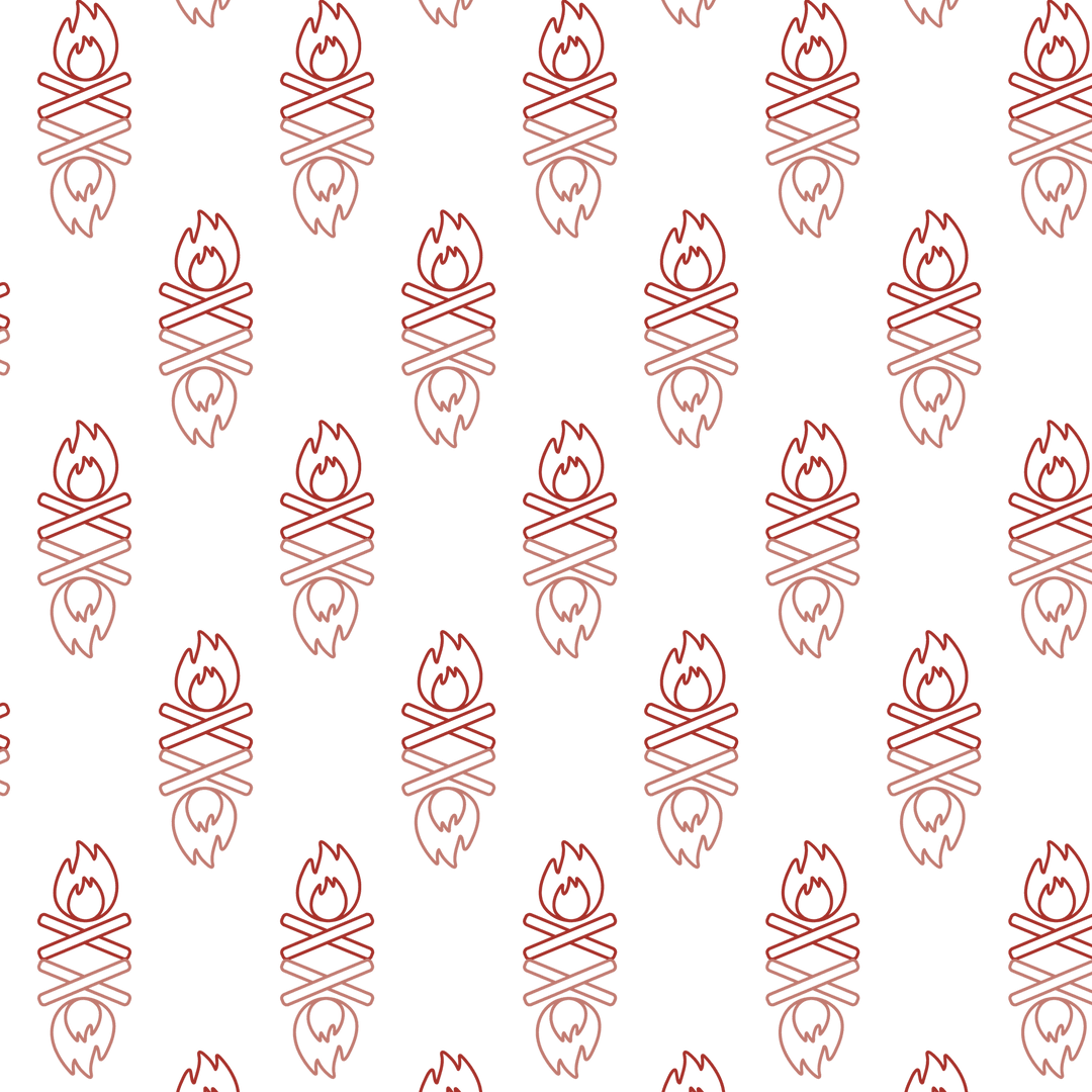 Seamless Red Campfire Pattern on Transparent Background