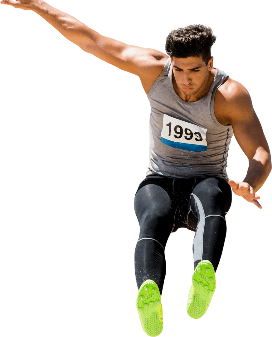 Transparent Background Long Jump Athlete in Motion