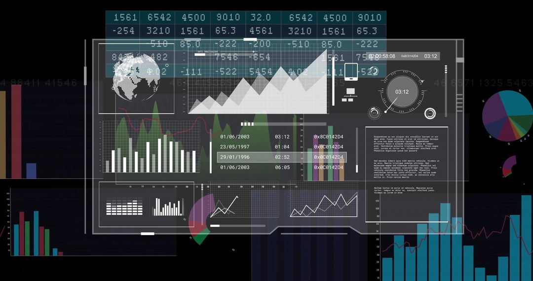 Futuristic Digital Dashboard Interface with Analytics Graphics