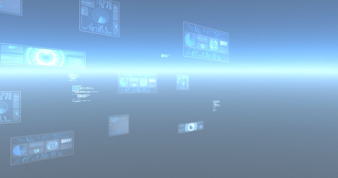 Digital Data Screens with Blue Background