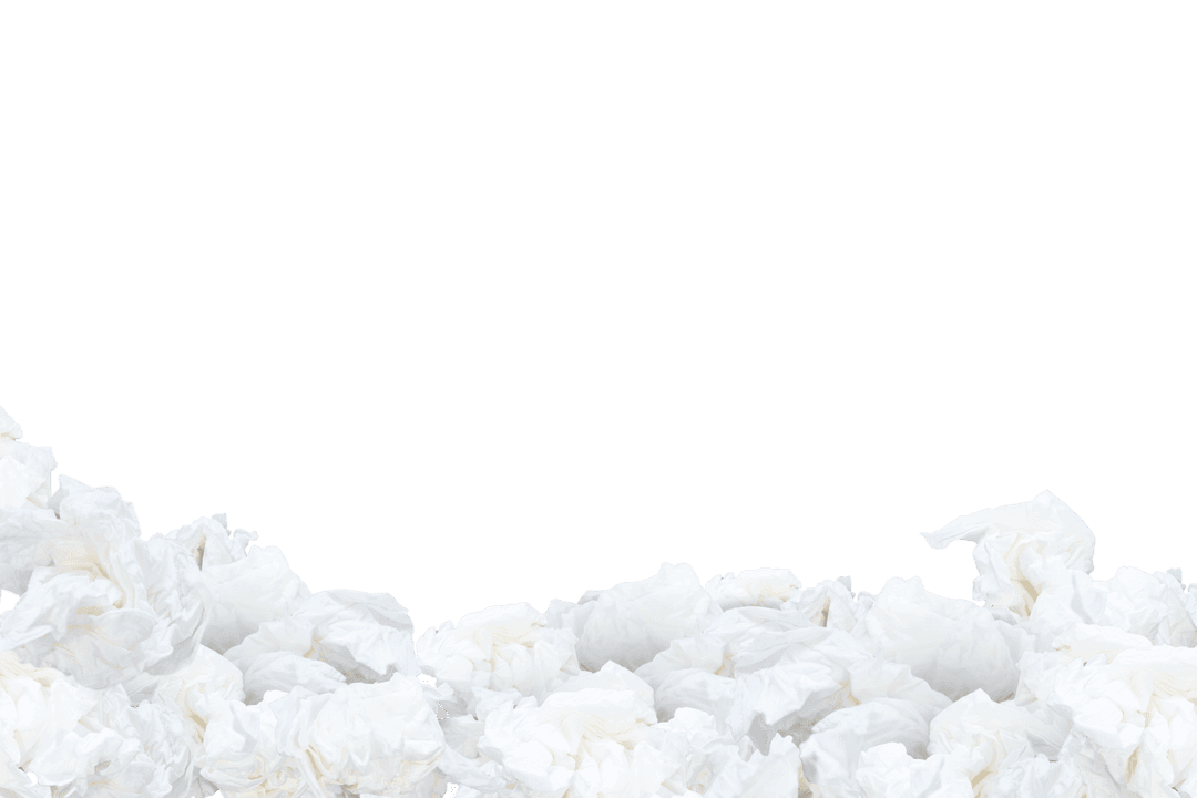 Crumpled White Paper Texture Isolated on Transparent Background