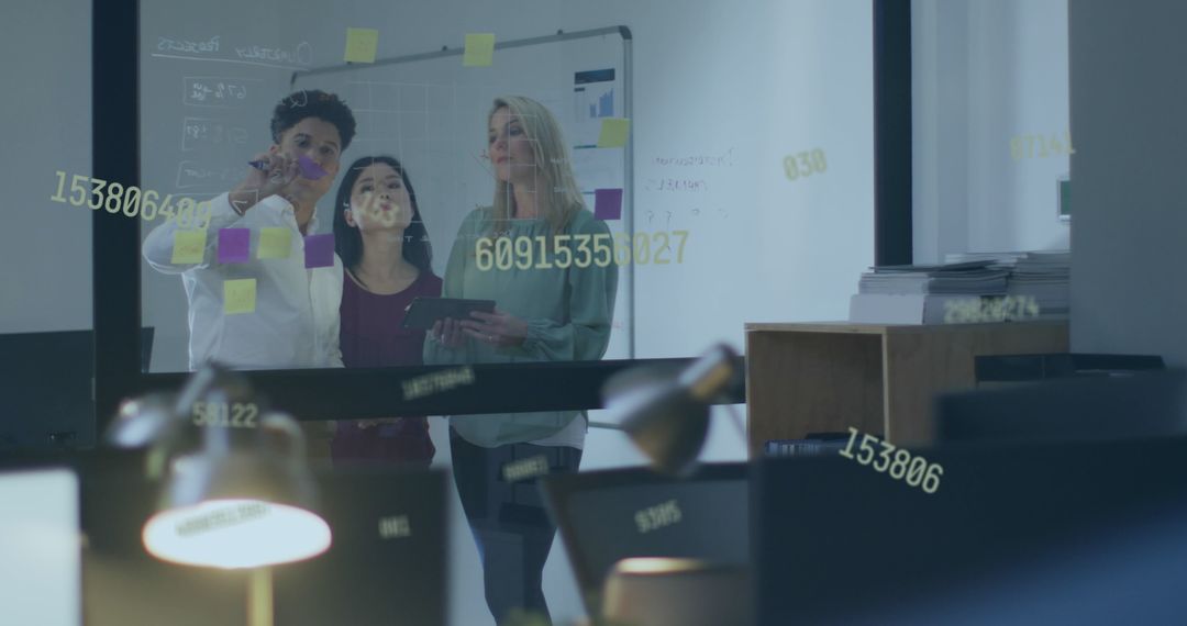 Team Collaborating on Data Project in Modern Office