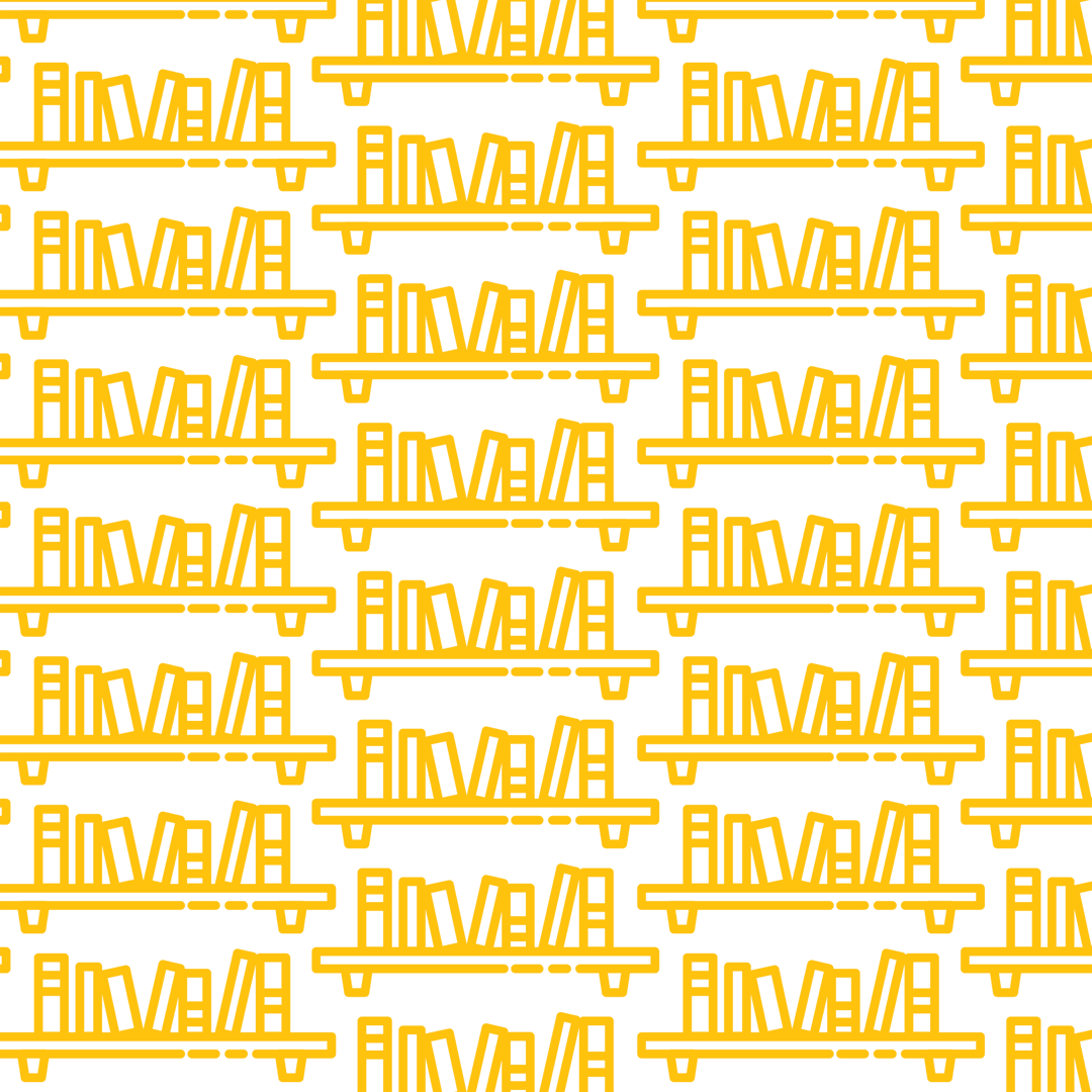 Repeated Yellow Bookshelves Pattern on Transparent Background