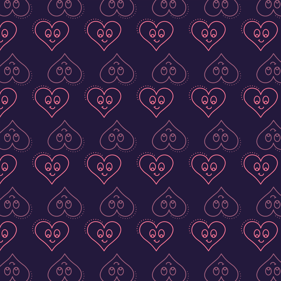 Playful Pink Heart Pattern on Dark Transparent Background
