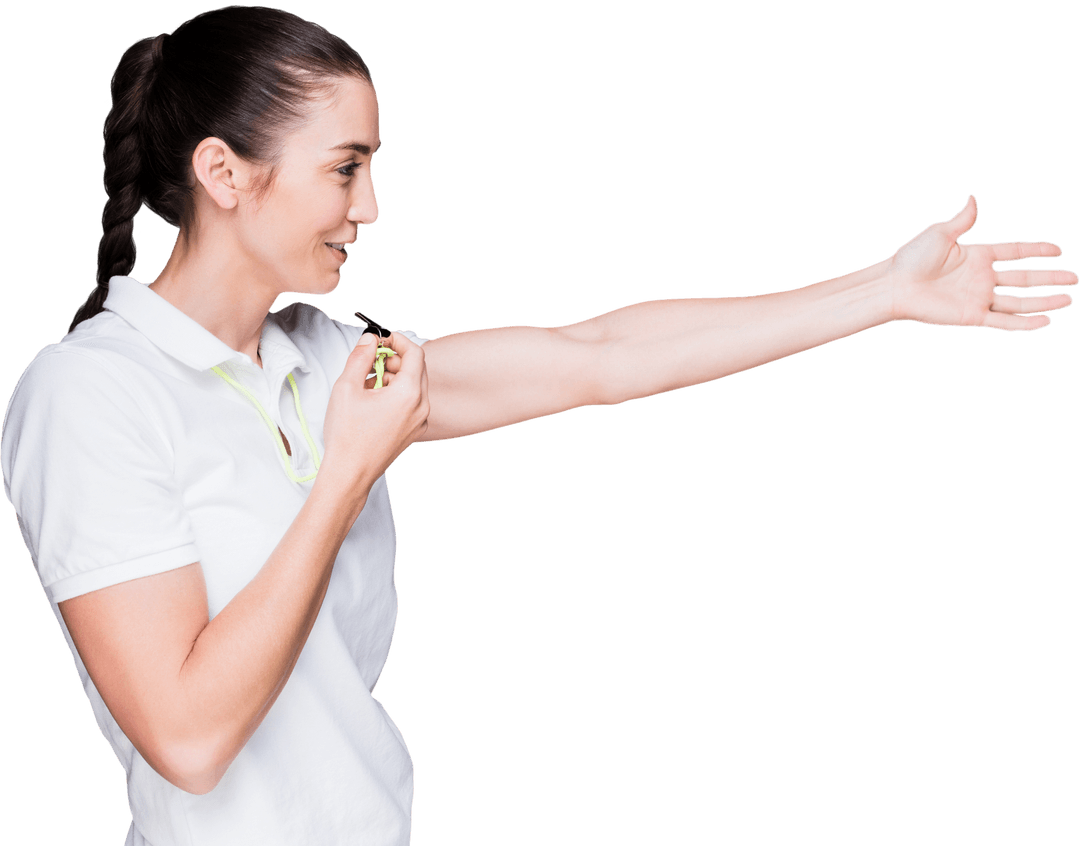 Transparent Female Coach Whistle Blur Arm Gesture