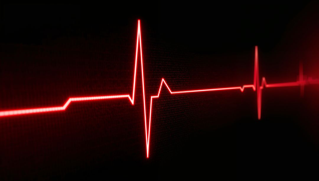 Red ECG Waveform with Pulsing Line on Black Background