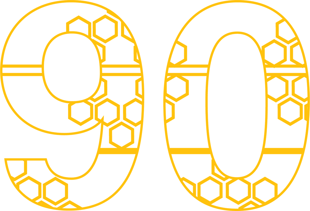 Yellow 90 Number with Geometric Pattern on Transparent Background
