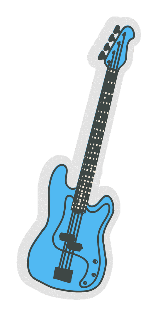 Flat Design Bass Guitar on Transparent Background