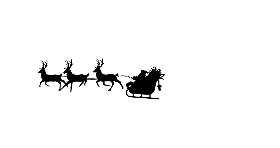 Silhouette of Santa's Sleigh with Reindeer on White Background - Free Images, Stock Photos and Pictures on Pikwizard.com