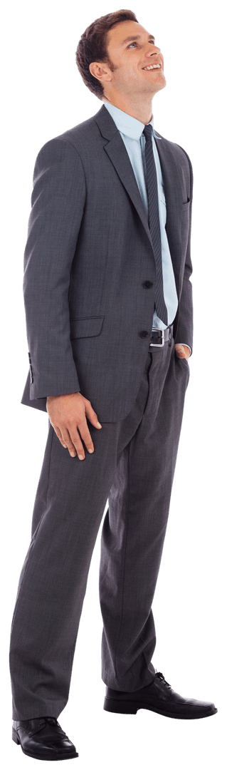 Transparent Background of Happy Businessman Looking Upward