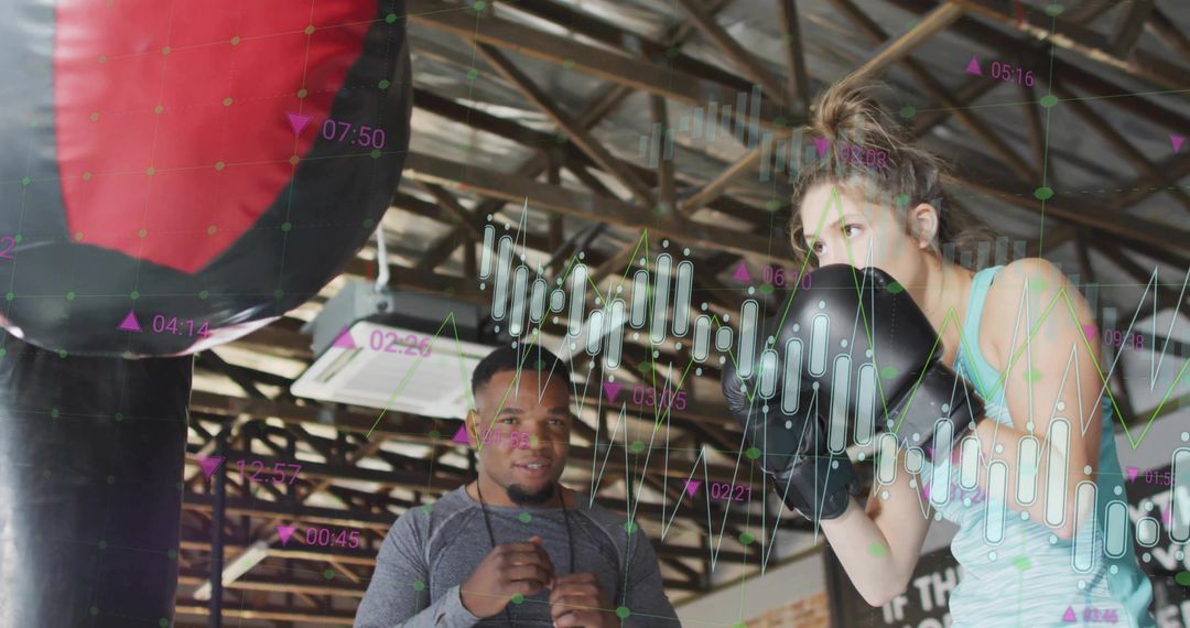 Female Boxer Training Focus on Strength with Floating Metrics