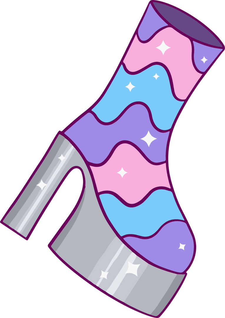 Fantasy Fashion Pastel Platform Heel Vector on Transparent Background