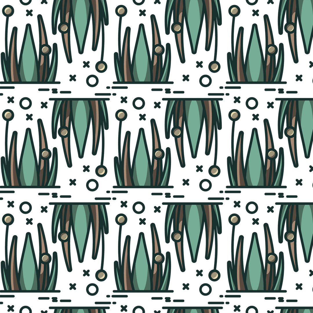 Modern Leaf Pattern on Transparent Background in Grey and Green Tones