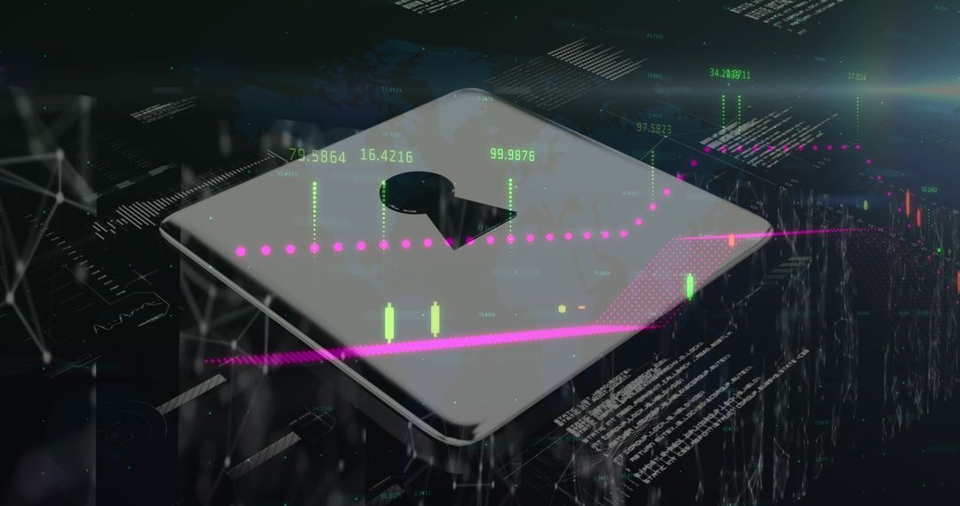 Futuristic Financial Data Visualization with Glowing Graphs
