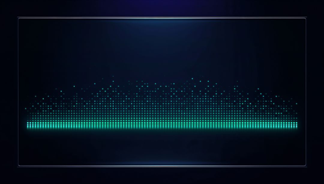 Glowing Teal Dot-Grid Equalizer Displaying Data on Glass Dashboard