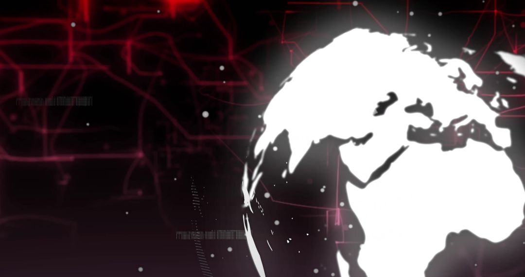 Digital Data Flow and Connections Around Rotating Globe