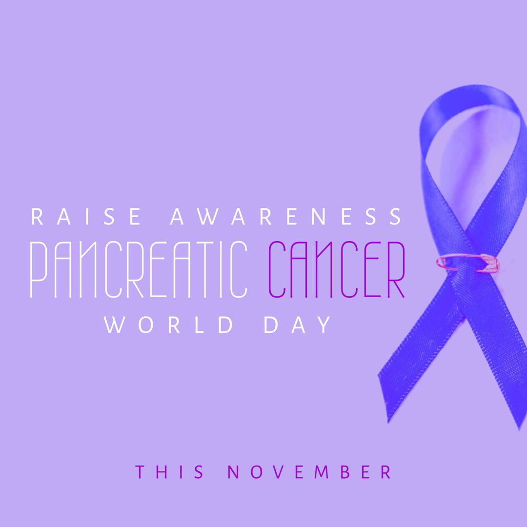 Pancreatic Cancer Awareness with Purple Ribbon