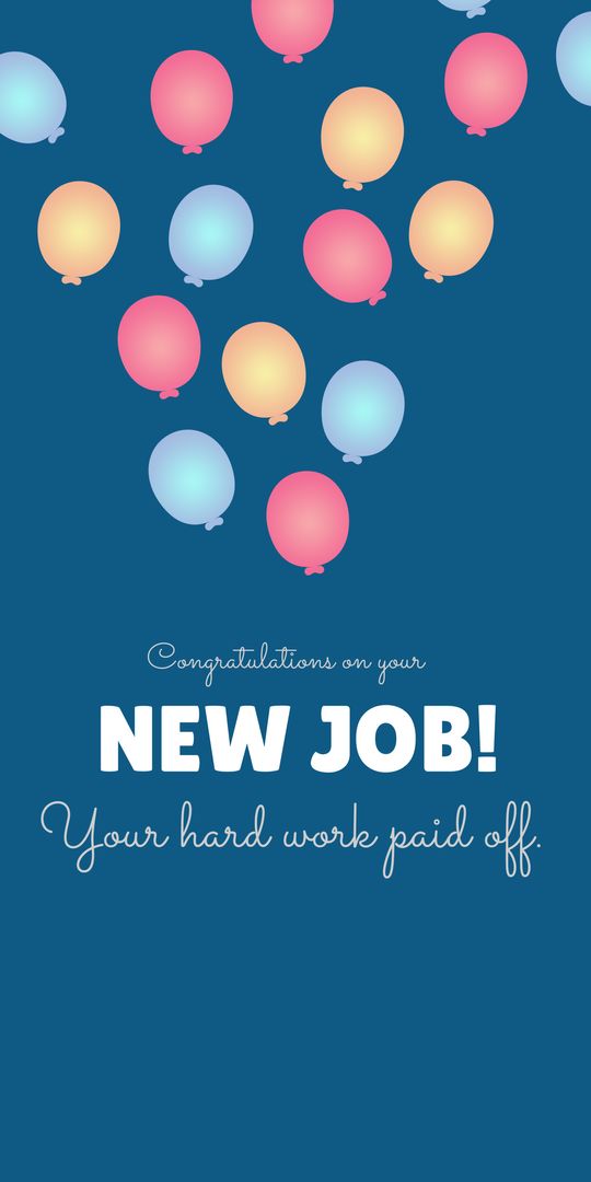 Congratulations Card with Colorful Balloons for New Job Celebration