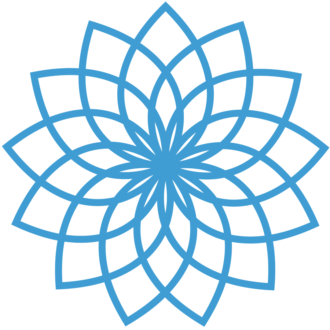 Transparent Abstract Blue Geometric Flower Design