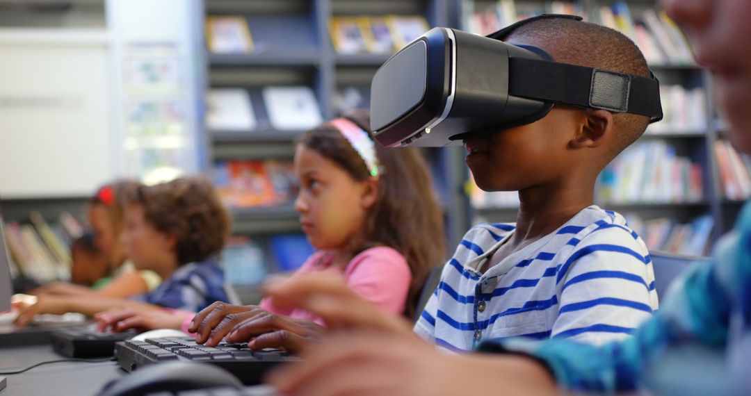 Diverse Children Engaging with Virtual Reality in Classroom