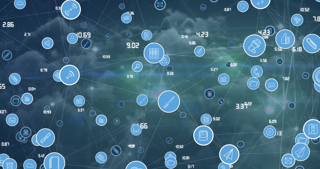 Digital Connections Over Cloudy Skies Illustrating Network Communication