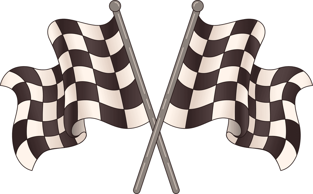 Pair of Crossed Checkered Racing Flags on Transparent Background