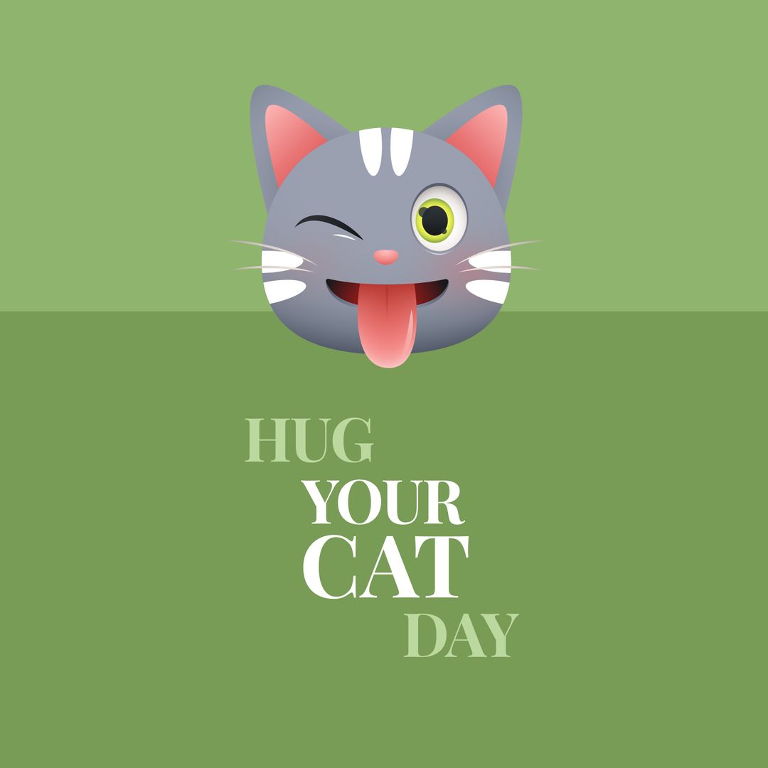 Playful Feline Emoticon for Hug Your Cat Day Celebration