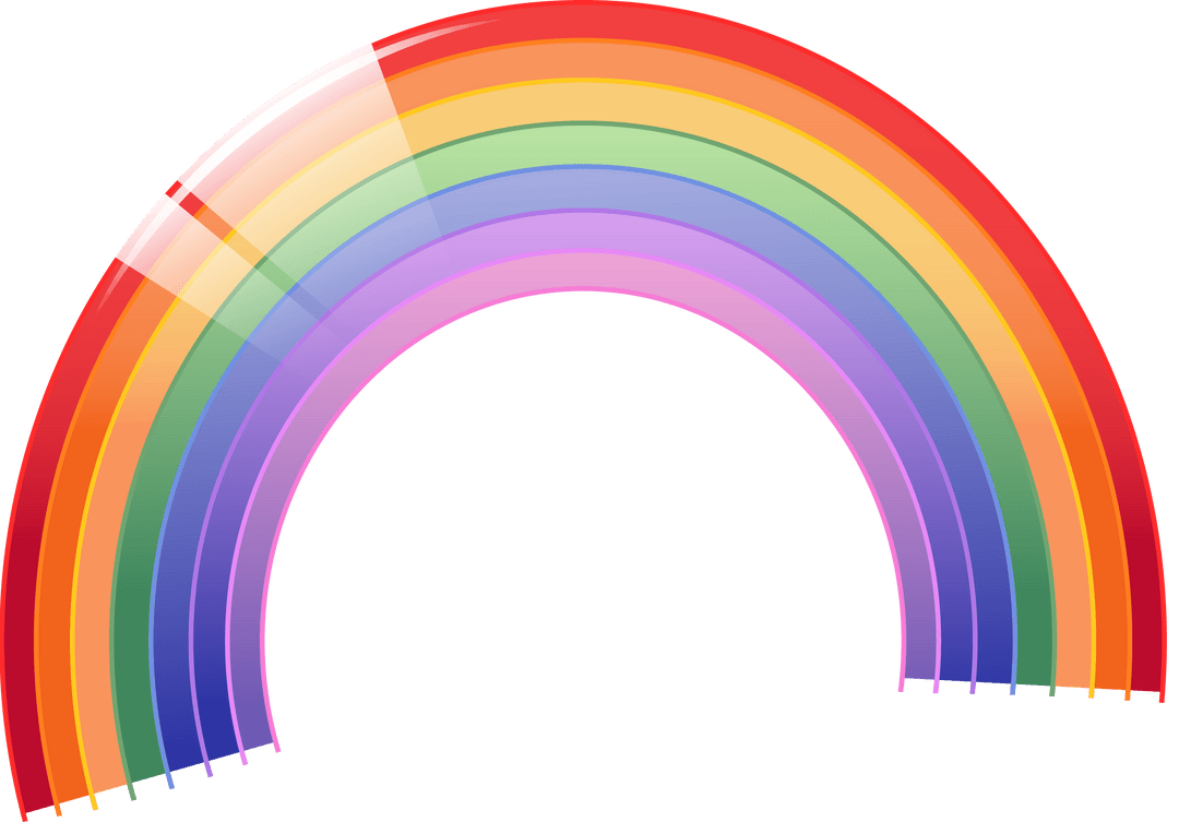 Vibrant Flat Design Rainbow with Transparent Background