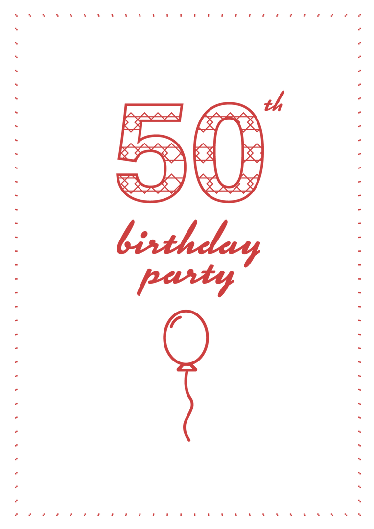 Red 50th Birthday Party Card on Transparent Background - Download Free Stock Images Pikwizard.com