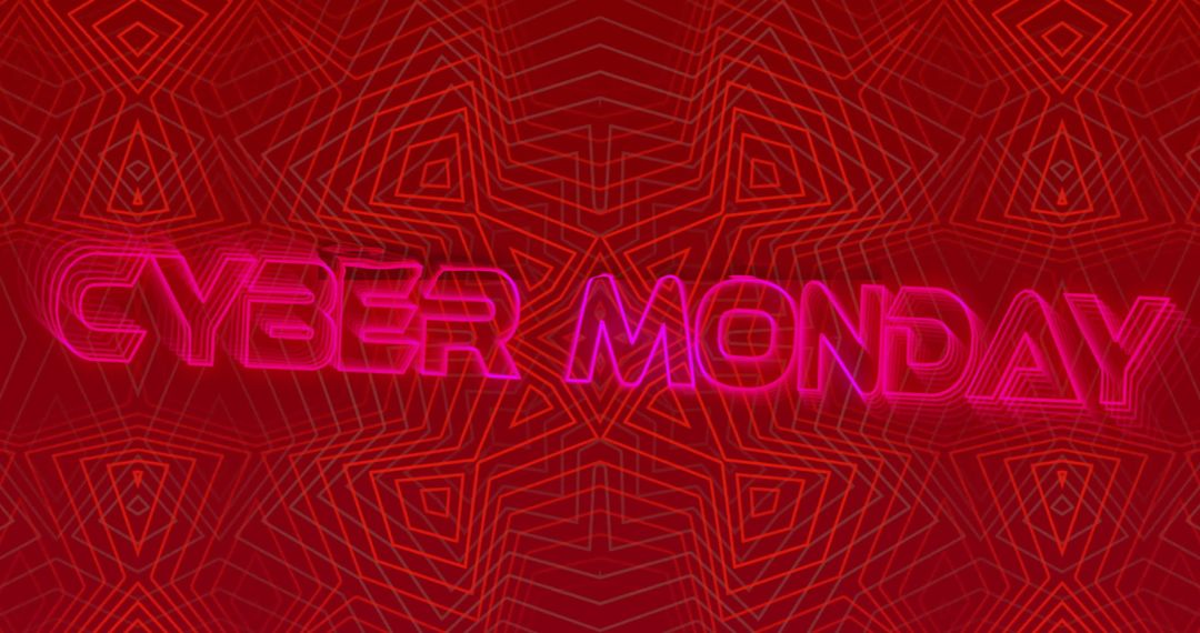 Cyber Monday Neon Glow on Abstract Red Background