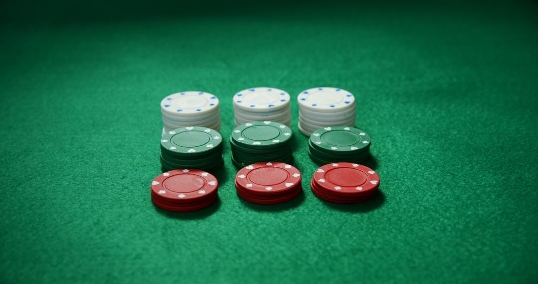 Stacks of Casino Poker Chips on Green Table - Free Images, Stock Photos and Pictures on Pikwizard.com