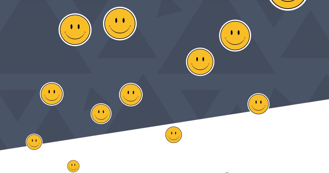 Smiling Emojis on Geometric Background Reflecting Social Connectivity