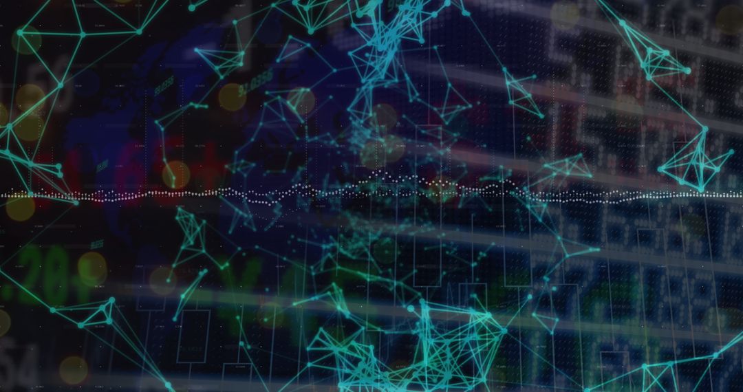 Digital Networking Overlaying Financial Data Background