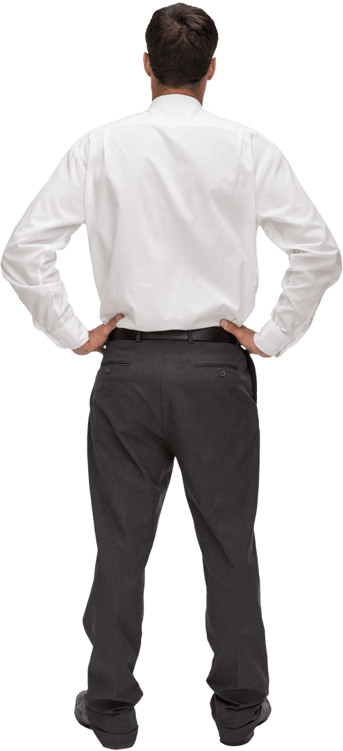 Transparent Rear View of Confident Young Man in Formal Attire