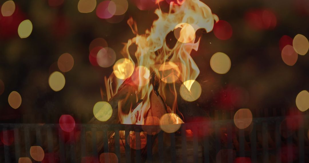 Cozy Home Fireplace with Artistic Bokeh Lighting