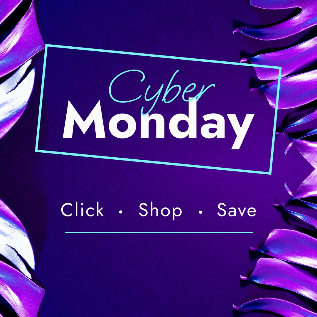 Cyber Monday Sale Advertisement on Vibrant Purple Background