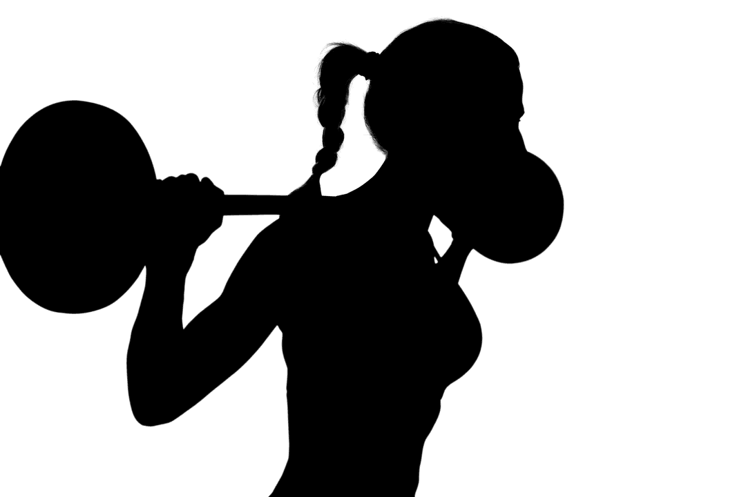 Transparent Silhouette of Woman Exercising with Barbells
