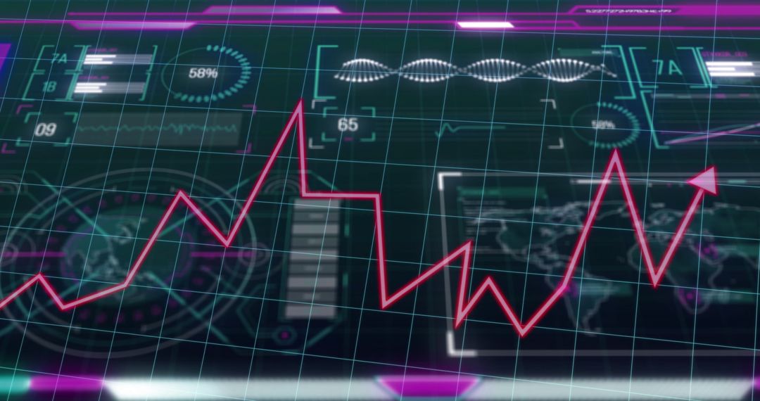 Futuristic Holographic Dashboard with Upward Trending Chart