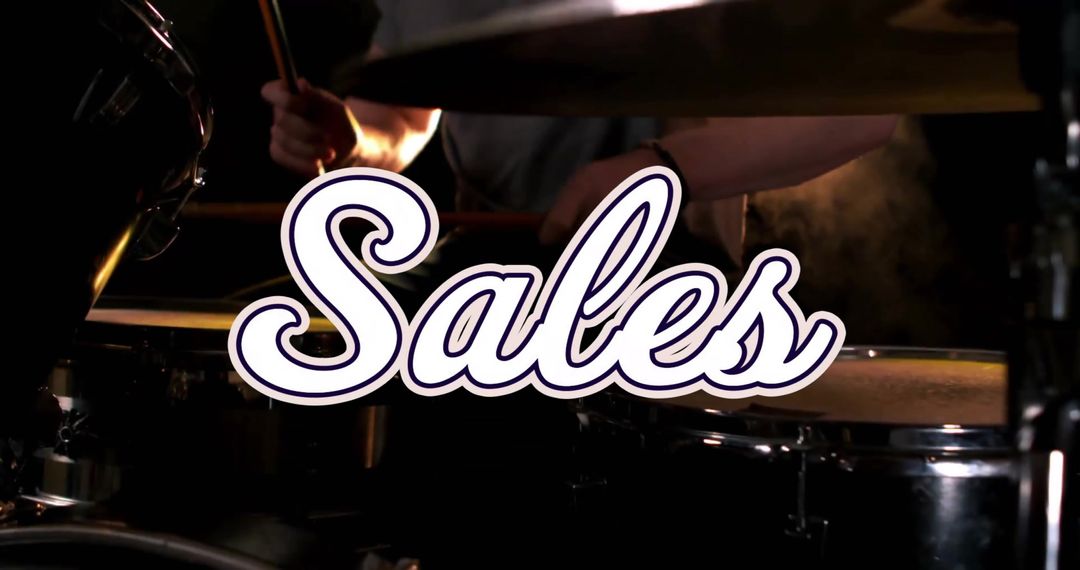 Dynamic Sales Text Overlay on Drumming Background
