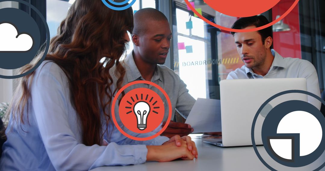 Diverse Teammates Discussing Business Reports in Modern Office