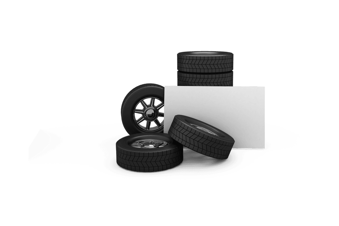 Car Tyres on Transparent Background Isolated Concept