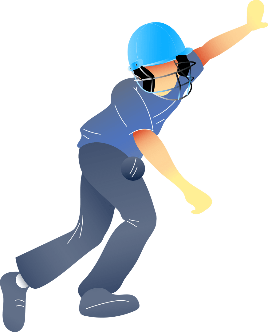 Dynamic Cricket Bowler in Action on Transparent Background