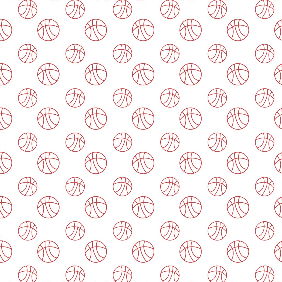 Red Basketball Pattern on Transparent Background - Sports Theme