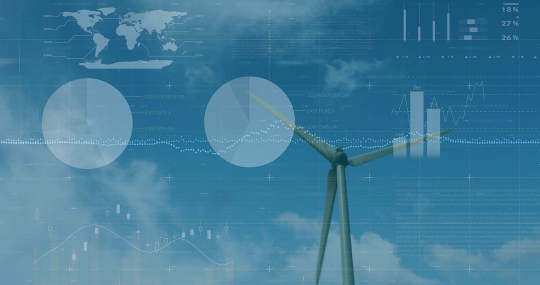 Digital Wind Turbine and Sustainability Analytics Concept