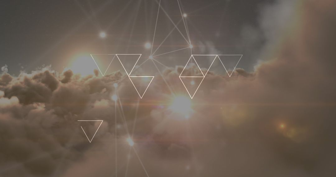 Futuristic Technology Connections Over Ethereal Clouds