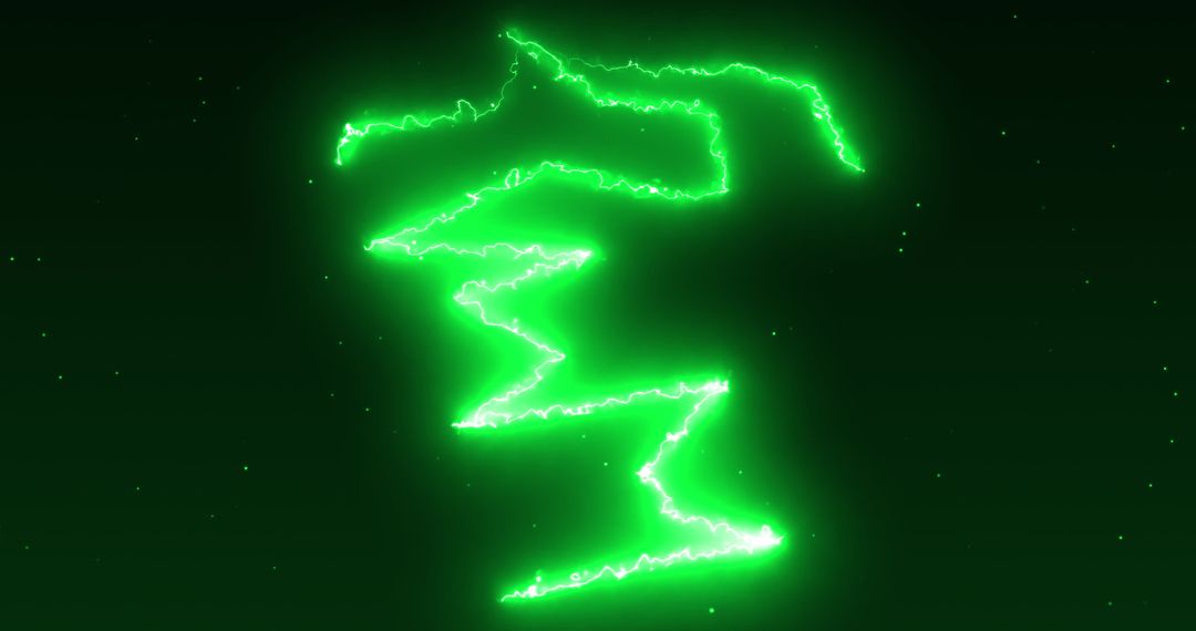 Glowing Green Lightning Bolts with Sparkling Particles
