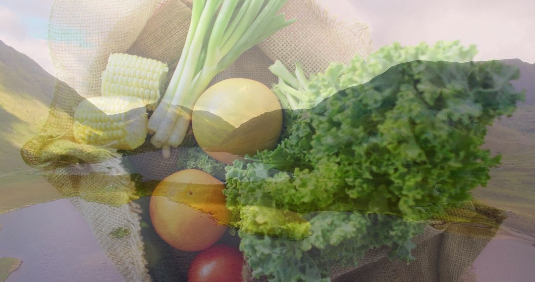 Organic Produce with Scenic Overlap Creates Harvest Serenity